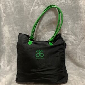 Arbonne Tote Bag Women's Black Green Nylon Shopper Laptop Carryall Flaw